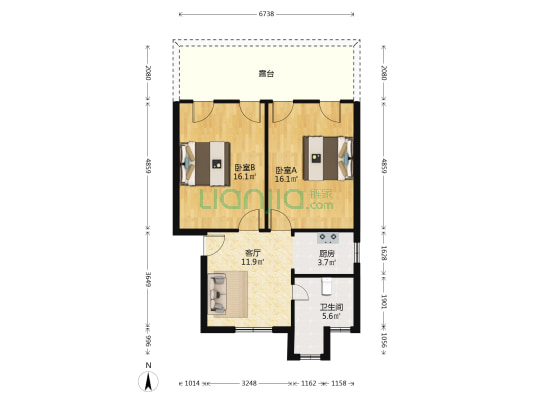 桃花园 2室1厅1卫 63平方