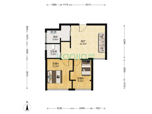 花样年花郡二期 2室1厅1卫 68平方