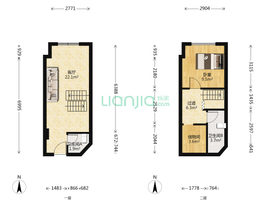 中环百汇商业广场 1室1厅2卫 31平方