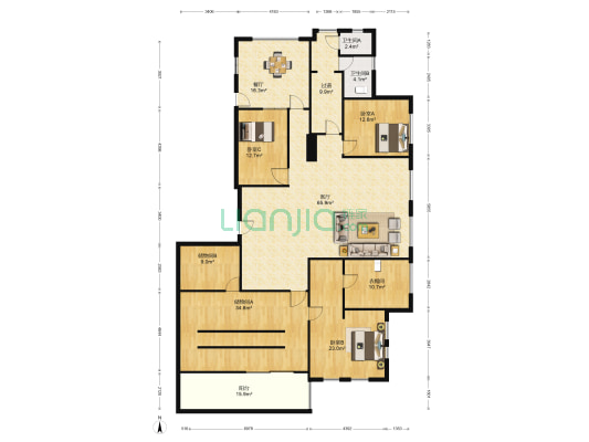 蓝庭公寓 3室2厅2卫 280平方