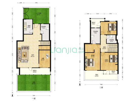 社会山花园一区 4室1厅3卫 178平方