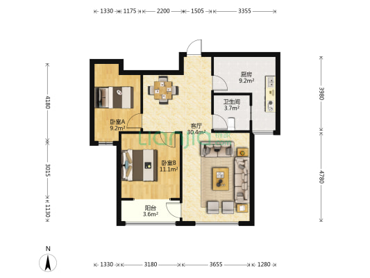 聚福苑(盘龙山路) 2室1厅1卫 83平方