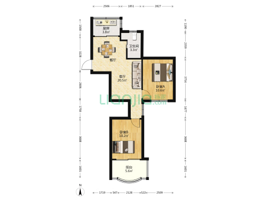 福日新城 2室1厅1卫 65平方