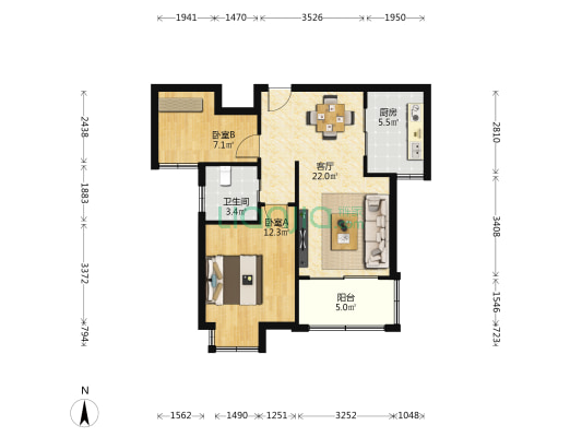 云凤居 2室1厅1卫 73平方