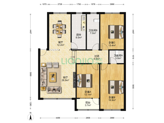 市琴潭三号小区 3室2厅2卫 132平方