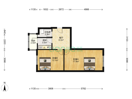 交电街 2室1厅1卫 62平方