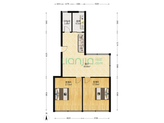 旭日北大道286号 2室1厅1卫 113平方