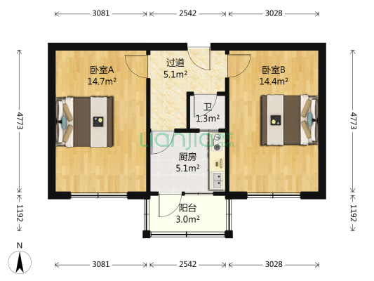 秀川新村 2室0厅1卫 52平方