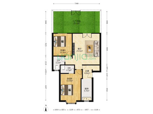 悦海园二期 2室1厅2卫 82平方