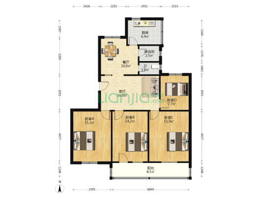 东关东巷7号院 4室2厅2卫 118平方