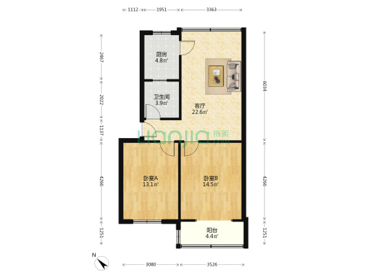 来凤路124号 2室1厅1卫 73平方
