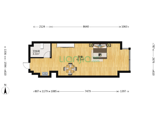 安吉万达广场 1室0厅1卫 70平方