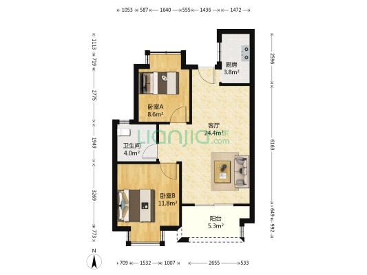 长泰国际社区 2室1厅1卫 75平方