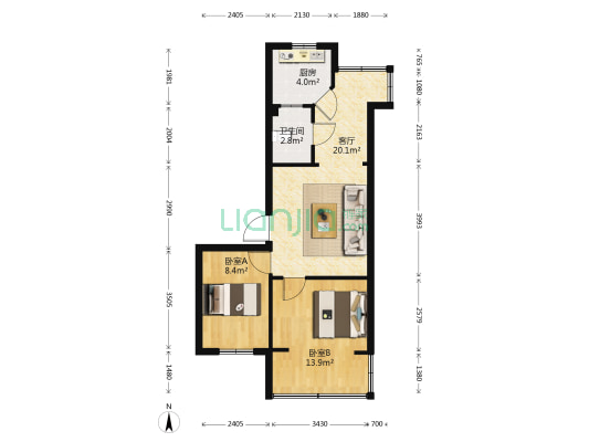 成科路10号 2室1厅1卫 57平方