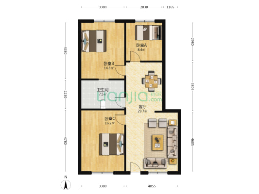 建工小区 3室1厅1卫 100平方