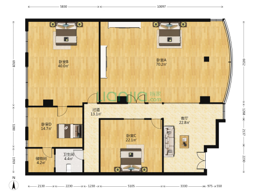 三星大厦 4室1厅1卫 229平方
