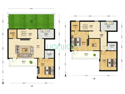 官山园著 3室1厅2卫 182平方
