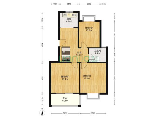 大唐花苑北区 1室0厅1卫 87平方