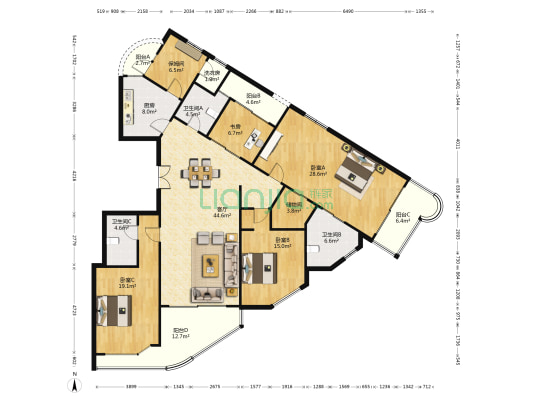 静安雅筑 4室1厅3卫 224平方