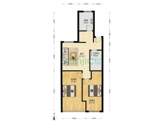 沁芳园 2室1厅1卫 81平方
