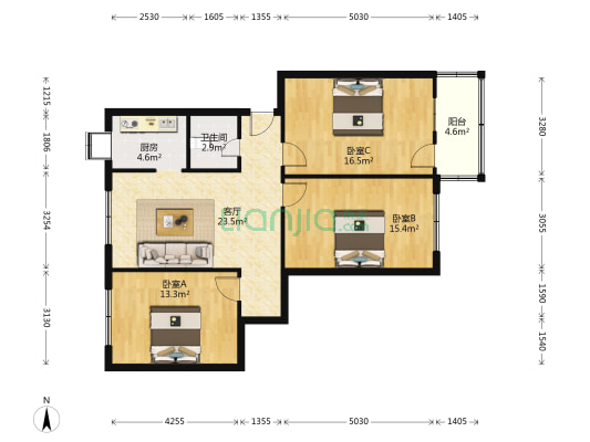 铁路小区 3室1厅1卫 99平方