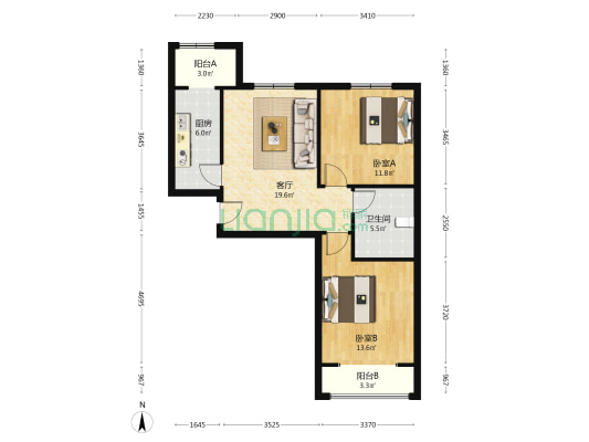翰林雅苑 2室1厅1卫 79平方