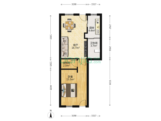 槐古二村 1室1厅1卫 50平方