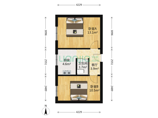 人防路 2室1厅1卫 50平方