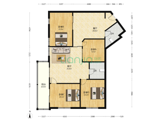 金融大厦 4室2厅2卫 151平方