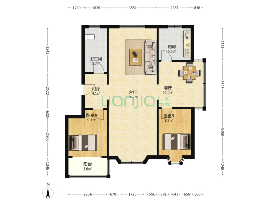 信合人家A区 2室2厅1卫 104平方