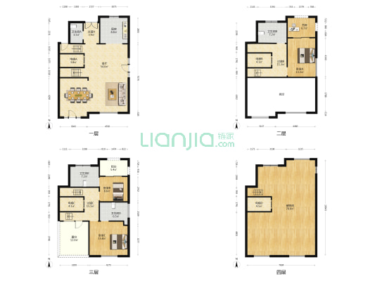 多弗绿城江心明月西园 4室1厅4卫 216平方
