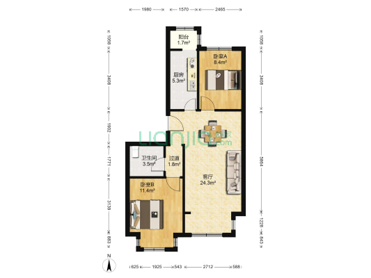 新于庄园 2室1厅1卫 82平方