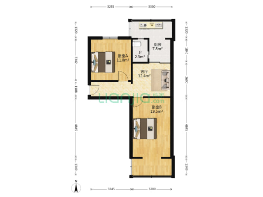 西山楼 2室1厅1卫 59平方