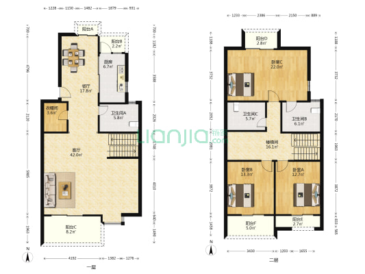 东城花苑二村 3室2厅3卫 195平方