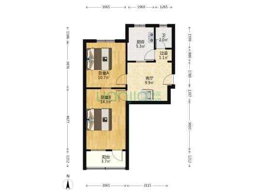 新华东街 2室1厅1卫 57平方