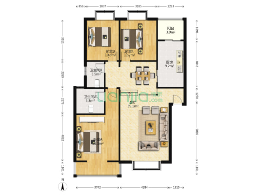 博雅桂湖郡 3室1厅2卫 122平方