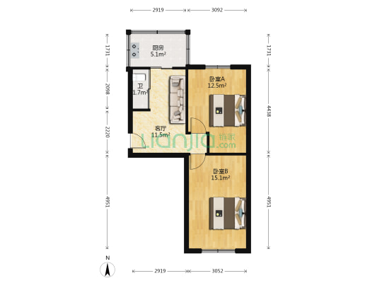 仪表社区 2室1厅1卫 58平方