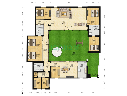 羊角灯胡同 8室2厅3卫 160平方