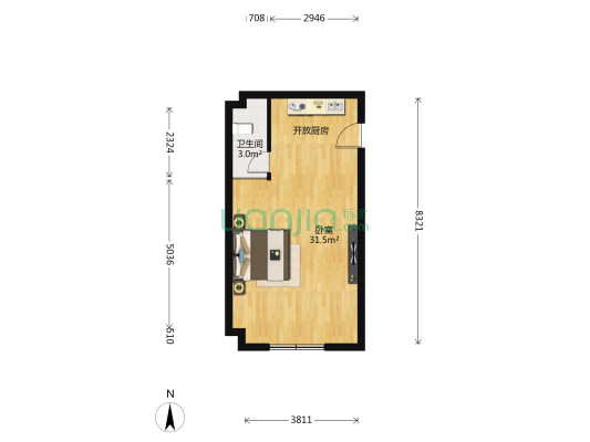湘聚大厦 1室0厅1卫 51平方