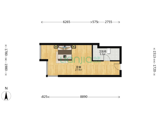 裕朗国际 1室0厅1卫 51平方
