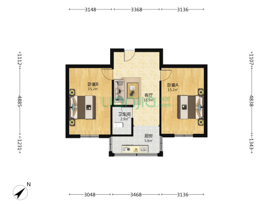 师友路6号院 2室1厅1卫 66平方