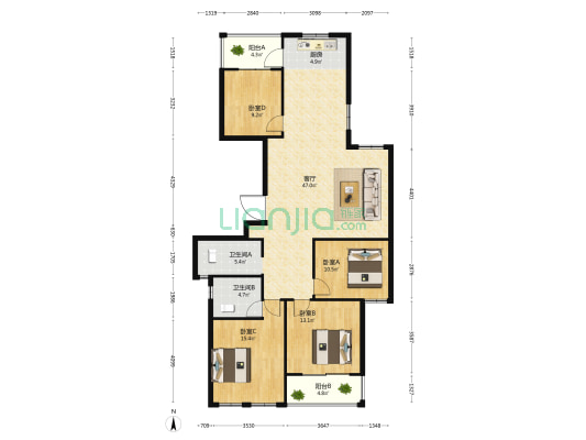 欧福雅苑 4室1厅2卫 154平方
