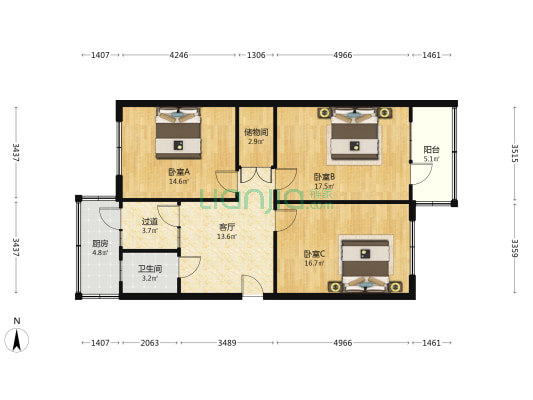 传光楼 3室1厅1卫 99平方