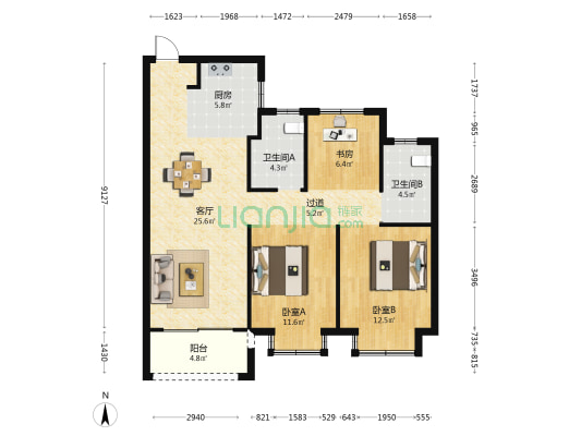伊美尚品 3室1厅2卫 103平方