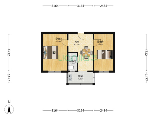岷江里 2室1厅1卫 55平方