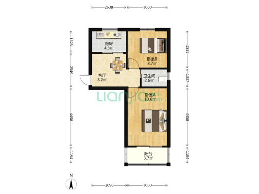 都泗门路 2室1厅1卫 52平方