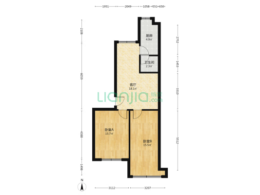 水南街132号 2室1厅1卫 68平方