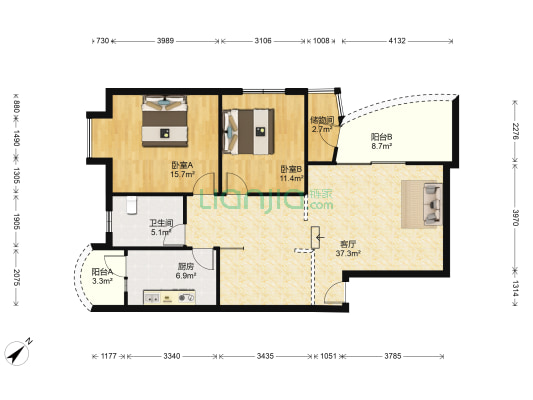 金房苑西苑 2室1厅1卫 101平方