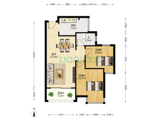 云星城市春天西区 2室1厅1卫 81平方
