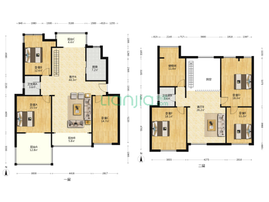 天泽园 6室2厅2卫 154平方